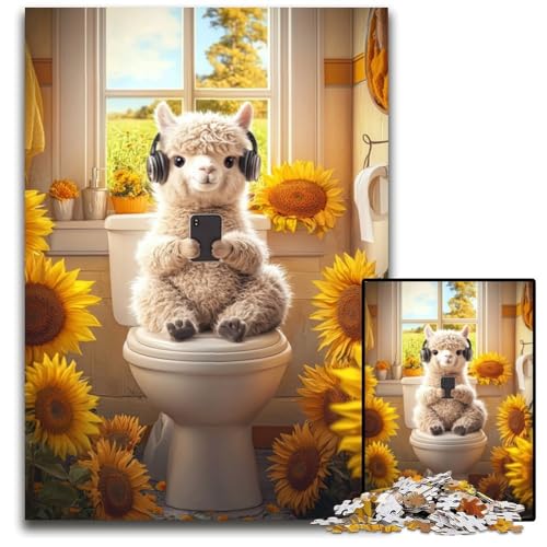 Puzzle für Erwachsene, 1000 Teile, Schaf auf der Toilette, Holzpuzzle, Heimdekoration, Familienspaß, ab 14 Jahren, 50x75cm Puzzle für Erwachsene, 1000 Teile, Schaf auf der Toilette, Holzpuzzle, Heimdekoration, Familienspaß, ab 14 Jahren, 50x75cm von JIANGENNF