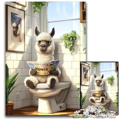 Puzzle für Erwachsene, 1000 Teile, Schaf auf der Toilette, Kartonpuzzle, Lernspielzeug, ganze Familie, ab 14 Jahren, 26x38cm Puzzle für Erwachsene, 1000 Teile, Schaf auf der Toilette, Kartonpuzzle, Lernspielzeug, ganze Familie, ab 14 Jahren, 26x38cm von JIANGENNF