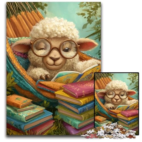 Puzzle für Erwachsene, 1000 Teile, Schaf liest EIN Buch, Holzpuzzle, Heimdekoration, Familienspaß, ab 14 Jahren, 50x75cm Puzzle für Erwachsene, 1000 Teile, Schaf liest EIN Buch, Holzpuzzle, Heimdekoration, Familienspaß, ab 14 Jahren, 50x75cm von JIANGENNF