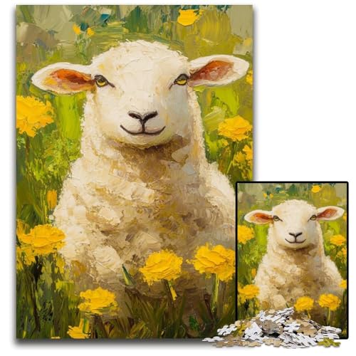 Puzzle für Erwachsene, 1000 Teile, Schafe und Blumen, Holzpuzzle, Lernspielzeug, ganze Familie, ab 14 Jahren, 50x75cm Puzzle für Erwachsene, 1000 Teile, Schafe und Blumen, Holzpuzzle, Lernspielzeug, ganze Familie, ab 14 Jahren, 50x75cm von JIANGENNF