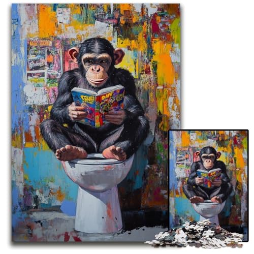Puzzle für Erwachsene, 1000 Teile, Schimpanse auf der Toilette, Holzpuzzle, Lernspiele, DIY-Spielzeug, Geburtstagsgeschenk, Geschenke für 14-Jährige, 50x75cm Puzzle für Erwachsene, 1000 Teile, Schimpanse auf der Toilette, Holzpuzzle, Lernspiele, DIY-Spielzeug, Geburtstagsgeschenk, Geschenke für 14-Jährige, 50x75cm von JIANGENNF