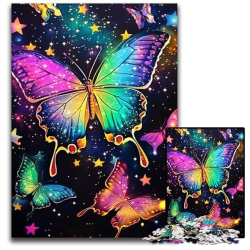 Puzzle für Erwachsene, 1000 Teile, Schmetterlings-Holzpuzzle, Heimdekoration, Familienspaß, ab 14 Jahren, 50x75cm von JIANGENNF
