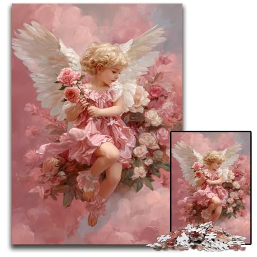 Puzzle für Erwachsene, 1000 Teile, Schönes kleines Engel-Puzzle, pädagogische Herausforderung, gutes Geschenk für die ganze Familie, für Kinder ab 14 Jahren, 50x75cm von JIANGENNF