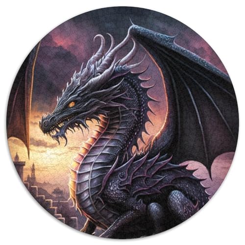 Puzzle für Erwachsene, 1000 Teile, Schwarzer Drache, Puzzle für Erwachsene, Lernspielzeug für Teenager, Heimbüro-Dekor (Größe 67,5 x 67,5 cm) von JIANGENNF