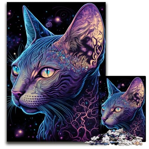 Puzzle für Erwachsene, 1000 Teile, Schwarzlicht-Katzen-Puzzle für Erwachsene, Familienaktivität, Heimdekoration zum Selbermachen, 26x38cm/10,23x14,96 Zoll Puzzle für Erwachsene, 1000 Teile, Schwarzlicht-Katzen-Puzzle für Erwachsene, Familienaktivität, Heimdekoration zum Selbermachen, 26x38cm/10,23x14,96 Zoll von JIANGENNF