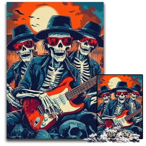 Puzzle für Erwachsene, 1000 Teile, Skelett spielt Gitarre, Kartonpuzzle für anspruchsvolle Familienaktivitätsspiele, bunt, DIY, 26x38cm Puzzle für Erwachsene, 1000 Teile, Skelett spielt Gitarre, Kartonpuzzle für anspruchsvolle Familienaktivitätsspiele, bunt, DIY, 26x38cm von JIANGENNF