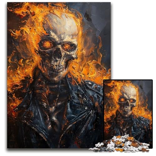 Puzzle für Erwachsene, 1000 Teile, Skelette mit Feuer, Puzzles für Erwachsene, Lernspielzeug für Teenager, Heimbüro-Dekor, 50x75cm/19,68x29,52 Zoll von JIANGENNF
