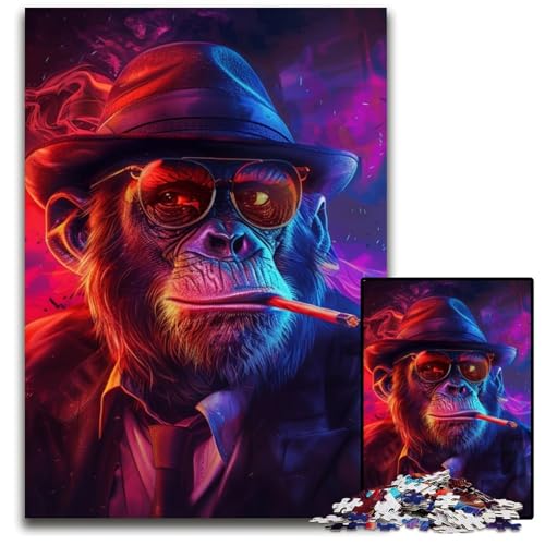 Puzzle für Erwachsene, 1000 Teile, Smoky Chimpanzee, Holzpuzzle, Lernspielzeug, ganze Familie, ab 14 Jahren, 50x75cm Puzzle für Erwachsene, 1000 Teile, Smoky Chimpanzee, Holzpuzzle, Lernspielzeug, ganze Familie, ab 14 Jahren, 50x75cm von JIANGENNF