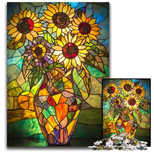 Puzzle für Erwachsene, 1000 Teile, Sonnenblumen-Puzzle aus Karton, Lernspielzeug, ganze Familie, ab 14 Jahren, 26x38cm Puzzle für Erwachsene, 1000 Teile, Sonnenblumen-Puzzle aus Karton, Lernspielzeug, ganze Familie, ab 14 Jahren, 26x38cm von JIANGENNF