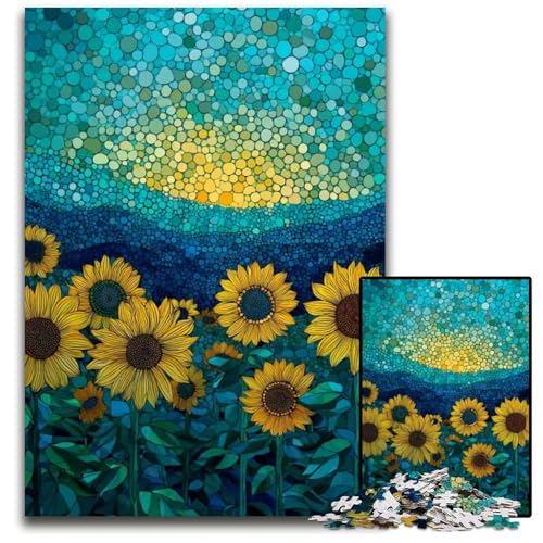 Puzzle für Erwachsene, 1000 Teile, Sonnenblumen-Puzzle aus Karton, pädagogisches Denkspiel, künstlerische Heim- und Bürodekoration, ab 14 Jahren, 26x38cm von JIANGENNF