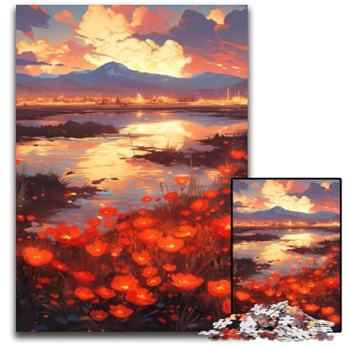 Puzzle für Erwachsene, 1000 Teile, Sonnenuntergang, Karton-Puzzle, interaktives Familienspiel, Denksportaufgabe, Geschenk, Lernspielzeug, 26x38cm von JIANGENNF