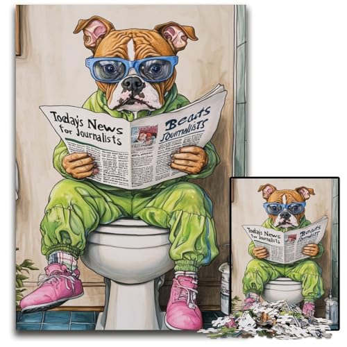 Puzzle für Erwachsene, 1000 Teile, Staffordshire Bull Go Toilet, Puzzle, Denksportaufgabe, Teenager und Heimdekoration, 50x75cm/19,68x29,52 Zoll Puzzle für Erwachsene, 1000 Teile, Staffordshire Bull Go Toilet, Puzzle, Denksportaufgabe, Teenager und Heimdekoration, 50x75cm/19,68x29,52 Zoll von JIANGENNF