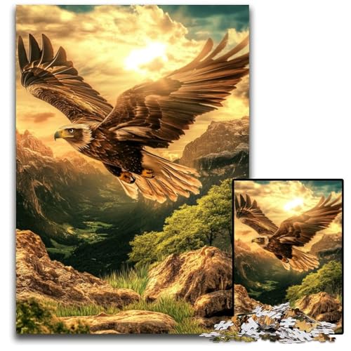 Puzzle für Erwachsene, 1000 Teile, Steinadler, Holzpuzzle, schwierig und herausfordernd, tolle Geschenke und Spielzeuge für 14-Jährige, 50x75cm von JIANGENNF