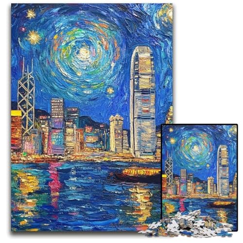 Puzzle für Erwachsene, 1000 Teile, Sternenhimmel, farbiges Karton-Puzzle, pädagogisches Denkspiel, künstlerische Heim- und Bürodekoration, ab 14 Jahren, 26x38cm von JIANGENNF