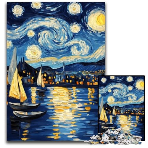 Puzzle für Erwachsene, 1000 Teile, Sternennacht, Van Gogh, Holzpuzzle, pädagogisches Denkspiel, künstlerische Heim- und Bürodekoration, ab 14 Jahren, 50x75cm Puzzle für Erwachsene, 1000 Teile, Sternennacht, Van Gogh, Holzpuzzle, pädagogisches Denkspiel, künstlerische Heim- und Bürodekoration, ab 14 Jahren, 50x75cm von JIANGENNF