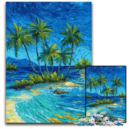 Puzzle für Erwachsene, 1000 Teile, Strand bei Nacht, Kartonpuzzle, pädagogisches Denkspiel, künstlerische Heim- und Bürodekoration, ab 14 Jahren, 26x38cm von JIANGENNF
