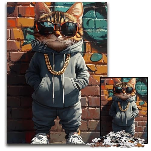 Puzzle für Erwachsene, 1000 Teile, Straßenkatze, Holzpuzzle, Lernspielzeug, ganze Familie, ab 14 Jahren, 50x75cm Puzzle für Erwachsene, 1000 Teile, Straßenkatze, Holzpuzzle, Lernspielzeug, ganze Familie, ab 14 Jahren, 50x75cm von JIANGENNF