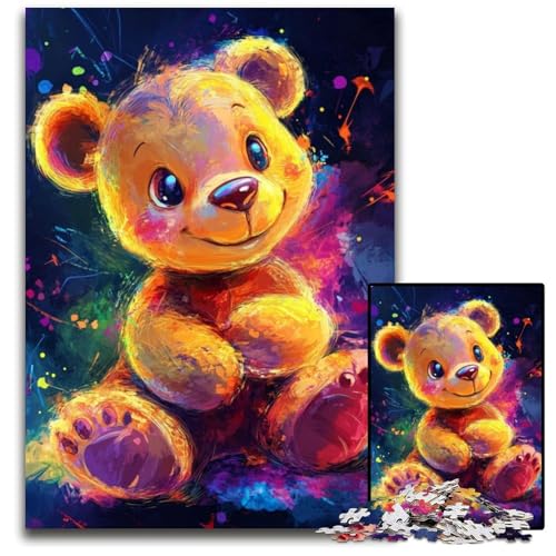 Puzzle für Erwachsene, 1000 Teile, Teddybär, Kartonpuzzle, lustige Spiele, ganze Familie, für Kinder ab 14 Jahren, 26x38cm von JIANGENNF
