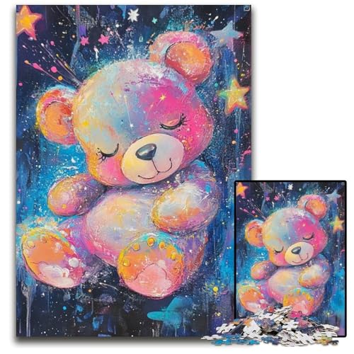 Puzzle für Erwachsene, 1000 Teile, Teddybär-Puzzle aus Pappe, pädagogisches Denkspiel, künstlerische Heim- und Bürodekoration, ab 14 Jahren, 26x38cm von JIANGENNF