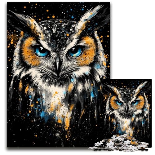 Puzzle für Erwachsene, 1000 Teile, Tier-Eule, Puzzle, Spielzeug, Geschenk, pädagogisches intellektuelles Dekomprimierungsspaß, Familienspiel, 26x38cm von JIANGENNF