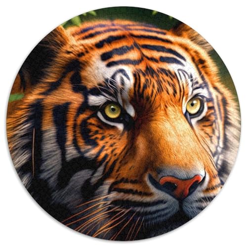Puzzle für Erwachsene, 1000 Teile, Tiger, 1000 Teile, runde Puzzles für Erwachsene, anspruchsvolles Denkspiel für Teenager, Spaß für den Spieleabend mit der Familie (Größe 67,5 x 67,5 cm) von JIANGENNF