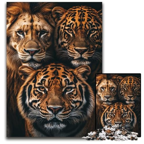 Puzzle für Erwachsene, 1000 Teile, Tiger-Löwe-Puzzle, Holzpuzzle, Heimdekoration, Familienspaß, ab 14 Jahren, 50x75cm Puzzle für Erwachsene, 1000 Teile, Tiger-Löwe-Puzzle, Holzpuzzle, Heimdekoration, Familienspaß, ab 14 Jahren, 50x75cm von JIANGENNF