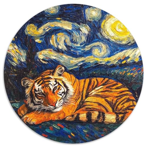 Puzzle für Erwachsene, 1000 Teile, Tiger-Nachthimmel, Puzzle für Erwachsene, Lernspielzeug für Teenager, Heimbüro-Dekor (Größe 67,5 x 67,5 cm) von JIANGENNF