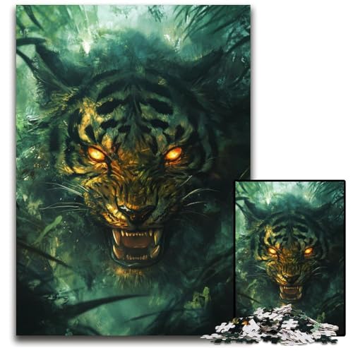 Puzzle für Erwachsene, 1000 Teile, Tiger-Puzzle, Spielzeug, Geschenk, pädagogisches intellektuelles Dekomprimierungsspaß, Familienspiel, 26x38cm von JIANGENNF