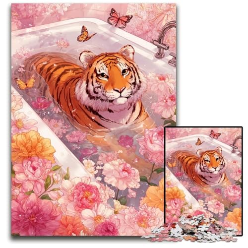 Puzzle für Erwachsene, 1000 Teile, Tiger in der Badewanne, Lernspielzeug, ganze Familie, ab 14 Jahren, 50x75cm Puzzle für Erwachsene, 1000 Teile, Tiger in der Badewanne, Lernspielzeug, ganze Familie, ab 14 Jahren, 50x75cm von JIANGENNF