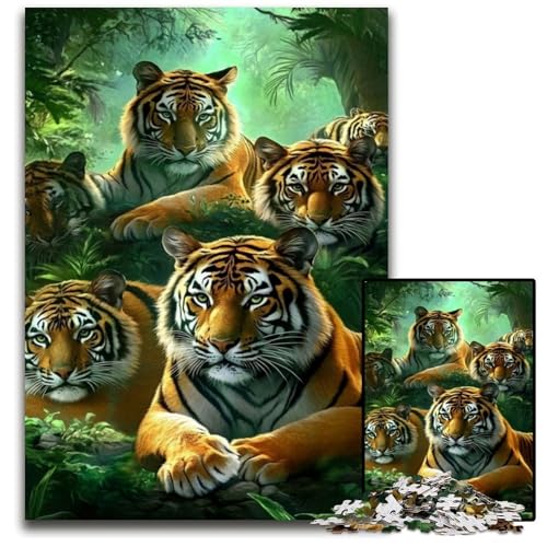Puzzle für Erwachsene, 1000 Teile, Tigerfamilie, Holzpuzzle, Spiel für Erwachsene, Geschenk, interaktives Familienspiel, Gehirn-Herausforderung, Geschenk, 50x75cm von JIANGENNF