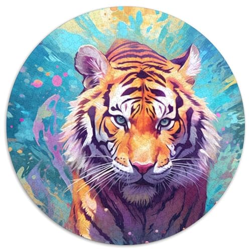 Puzzle für Erwachsene, 1000 Teile, Tigerwasser, 1000-teiliges rundes Puzzle für Erwachsene, pädagogisches Denkspiel, künstlerische Heim- und Bürodekoration, ab 14 Jahren (Größe 67,5 x 67,5 cm) von JIANGENNF