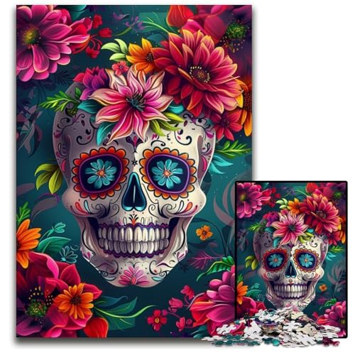 Puzzle für Erwachsene, 1000 Teile, Totenkopf-Blumen, Holzpuzzle, pädagogisches Denkspiel, künstlerische Heim- und Bürodekoration, ab 14 Jahren, 50x75cm Puzzle für Erwachsene, 1000 Teile, Totenkopf-Blumen, Holzpuzzle, pädagogisches Denkspiel, künstlerische Heim- und Bürodekoration, ab 14 Jahren, 50x75cm von JIANGENNF