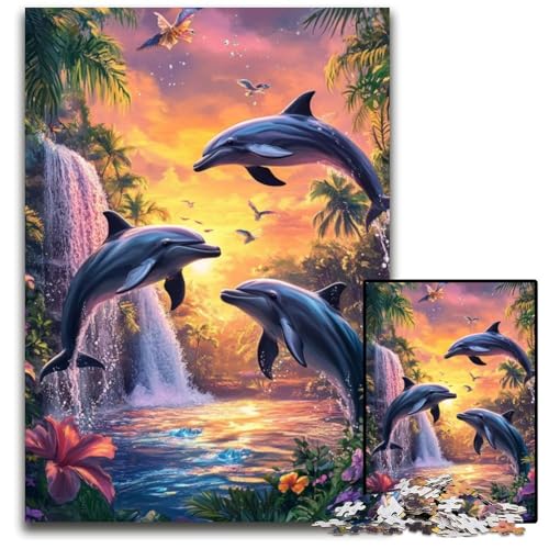 Puzzle für Erwachsene, 1000 Teile, Traumdelfin, Kartonpuzzle, schwierig und herausfordernd, tolle Geschenke und Spielzeuge für 14-Jährige, 26x38cm von JIANGENNF