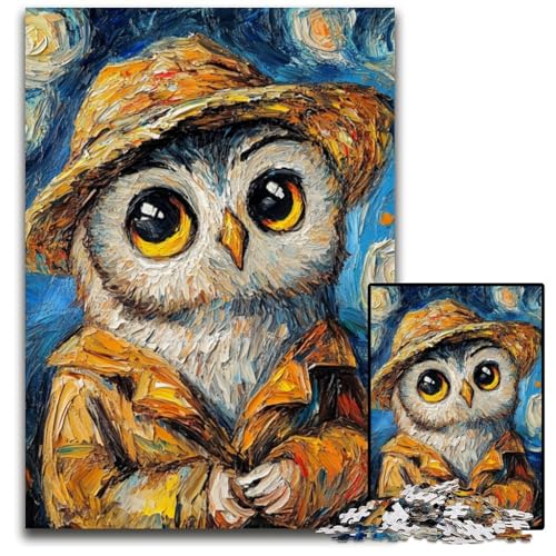 Puzzle für Erwachsene, 1000 Teile, Van Gogh-Eulen-Puzzle, Denksportaufgabe, Spiel für Erwachsene, interaktive Familienaktivität, 26x38cm/10,23x14,96 Zoll von JIANGENNF