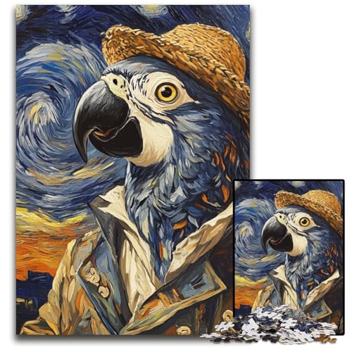 Puzzle für Erwachsene, 1000 Teile, Van Gogh-Papagei-Puzzle für Erwachsene, Lernspielzeug für Jugendliche, Heimbüro-Dekor, 26x38cm/10,23x14,96 Zoll von JIANGENNF