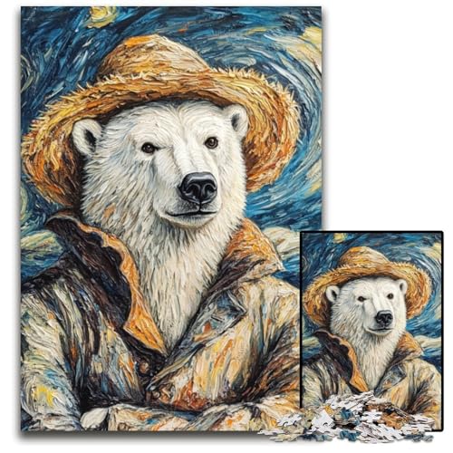 Puzzle für Erwachsene, 1000 Teile, Vincent Van Gogh, Eisbär, Unmögliches Puzzle für Erwachsene, Herausforderndes Denkspiel für Teenager, Spaß für den Familienspieleabend, 26x38cm/10,23x14,96 Zoll von JIANGENNF