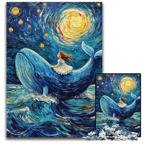 Puzzle für Erwachsene, 1000 Teile, Wale im Nachthimmel, Kartonpuzzle, Geburtstage, Feiertage, am besten für Weihnachten, 26x38cm von JIANGENNF
