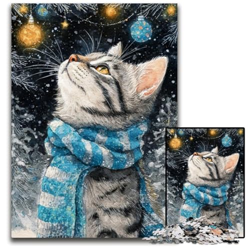 Puzzle für Erwachsene, 1000 Teile, Weihnachtskatze, Kartonpuzzle, pädagogisches Denkspiel, künstlerische Heim- und Bürodekoration, ab 14 Jahren, 26x38cm Puzzle für Erwachsene, 1000 Teile, Weihnachtskatze, Kartonpuzzle, pädagogisches Denkspiel, künstlerische Heim- und Bürodekoration, ab 14 Jahren, 26x38cm von JIANGENNF