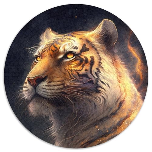 Puzzle für Erwachsene, 1000 Teile, Weltraum-Puzzle Goldener Tiger, Lernspielzeug für Jugendliche, Heim- und Bürodekoration (Größe 67,5 x 67,5 cm) von JIANGENNF