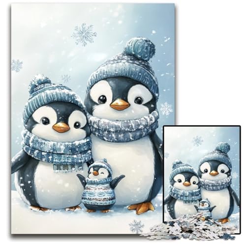 Puzzle für Erwachsene, 1000 Teile, Winterpinguine, Holzpuzzle, Heimdekoration, Familienspaß, ab 14 Jahren, 50x75cm von JIANGENNF