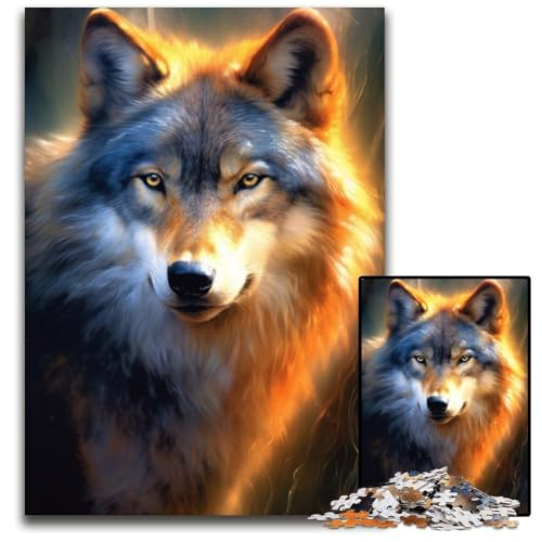Puzzle für Erwachsene, 1000 Teile, Wolf, Holzpuzzle, schwierig und herausfordernd, tolle Geschenke und Spielzeuge für 14-Jährige, 50x75cm von JIANGENNF