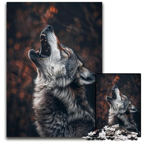 Puzzle für Erwachsene, 1000 Teile, Wolf Art, Kartonpuzzle, Lernspielzeug, ganze Familie, ab 14 Jahren, 26x38cm von JIANGENNF
