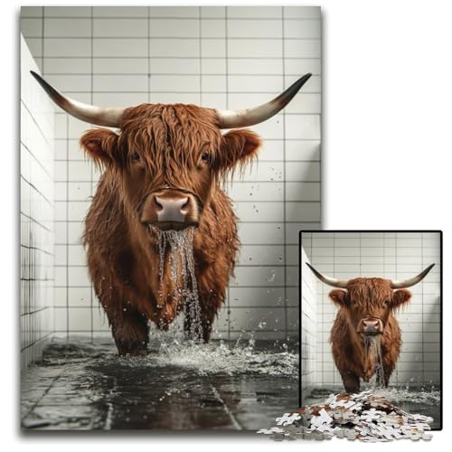 Puzzle für Erwachsene, 1000 Teile, Yak im Badezimmer, Holzpuzzle, Heimdekoration, Familienspaß, ab 14 Jahren, 50x75cm Puzzle für Erwachsene, 1000 Teile, Yak im Badezimmer, Holzpuzzle, Heimdekoration, Familienspaß, ab 14 Jahren, 50x75cm von JIANGENNF