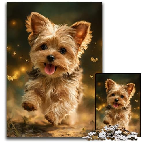 Puzzle für Erwachsene, 1000 Teile, Yorkshire Terrier Baby, Kartonpuzzle, Spiel für Erwachsene, Geschenk, Familieninteraktives Spiel, Gehirn-Herausforderung, Geschenk, 26x38cm von JIANGENNF