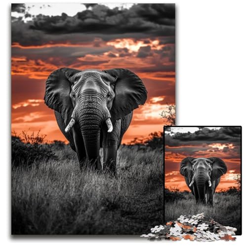 Puzzle für Erwachsene, 1000 Teile, afrikanischer Elefant, Holzpuzzle, Weihnachten, Halloween, Ostern, Neujahr, 50x75cm Puzzle für Erwachsene, 1000 Teile, afrikanischer Elefant, Holzpuzzle, Weihnachten, Halloween, Ostern, Neujahr, 50x75cm von JIANGENNF