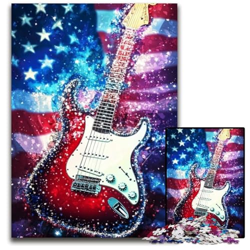 Puzzle für Erwachsene, 1000 Teile, amerikanische Flagge, Gitarre, Holzpuzzle für anspruchsvolle Familienaktivitätsspiele, bunt, DIY, 50x75cm Puzzle für Erwachsene, 1000 Teile, amerikanische Flagge, Gitarre, Holzpuzzle für anspruchsvolle Familienaktivitätsspiele, bunt, DIY, 50x75cm von JIANGENNF