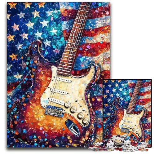 Puzzle für Erwachsene, 1000 Teile, amerikanische Flagge, Gitarre, Papppuzzles für Heimdekorationsgeschenke, anspruchsvolles Familienspielzeug, perfekt für Spieleabende, 26x38cm Puzzle für Erwachsene, 1000 Teile, amerikanische Flagge, Gitarre, Papppuzzles für Heimdekorationsgeschenke, anspruchsvolles Familienspielzeug, perfekt für Spieleabende, 26x38cm von JIANGENNF