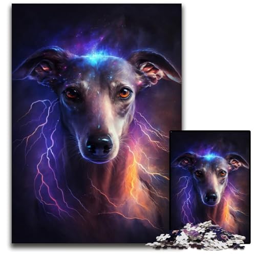 Puzzle für Erwachsene, 1000 Teile, bunter Blitzhund, Puzzle für Erwachsene, Gehirn-Herausforderung, Teenager und Heimdekoration, 26x38cm/10,23x14,96 Zoll von JIANGENNF