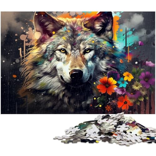 Puzzle für Erwachsene, 1000 Teile, bunter Wolf, Kartonpuzzle für Erwachsene, Denksportaufgabe für Teenager und Familieninteraktion, 26 x 38 cm / 10,23 x 14,96 Zoll Puzzle für Erwachsene, 1000 Teile, bunter Wolf, Kartonpuzzle für Erwachsene, Denksportaufgabe für Teenager und Familieninteraktion, 26 x 38 cm / 10,23 x 14,96 Zoll von JIANGENNF