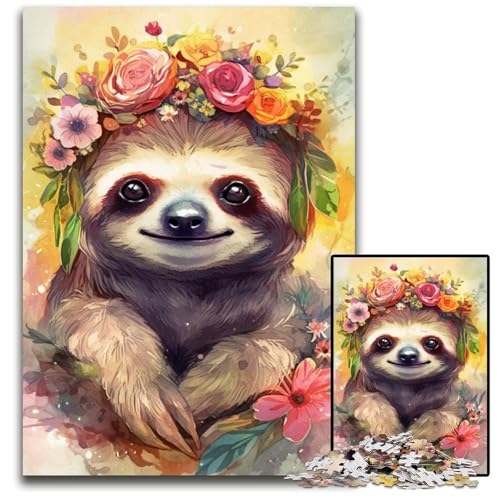 Puzzle für Erwachsene, 1000 Teile, buntes Faultier-Baby, Puzzle für Erwachsene, Lernspielzeug für Teenager, Heimbüro-Dekor, 26x38cm/10,23x14,96 Zoll von JIANGENNF